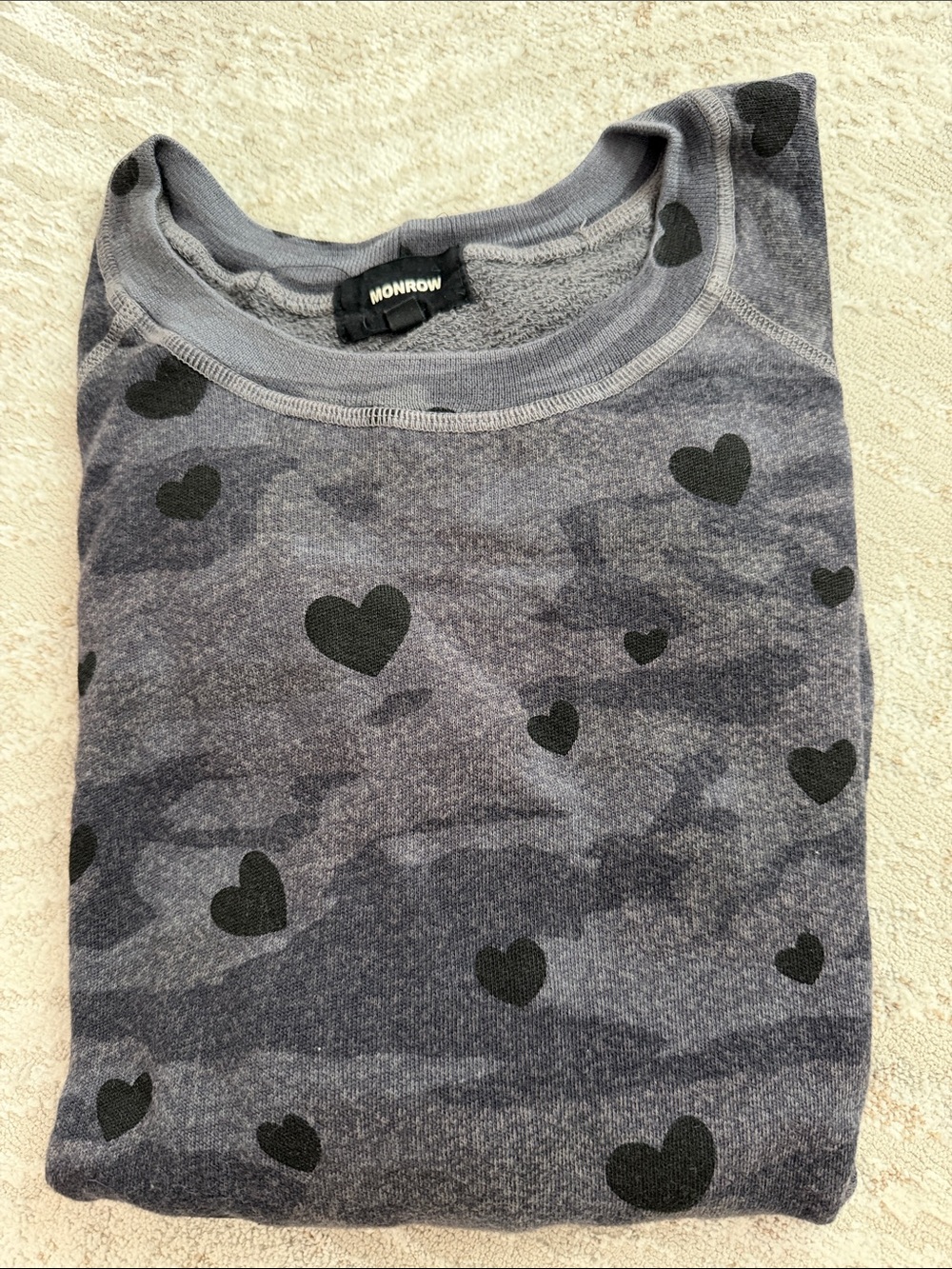 Monrow Gray Heart Camo Sweatshirt